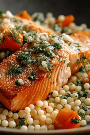 Herbed Pearl Couscous and Salmon