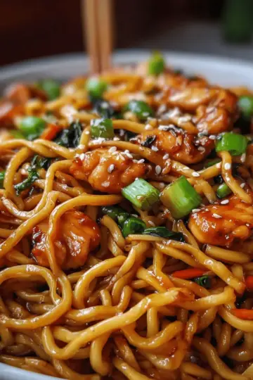 Sticky Garlic Chicken Noodles