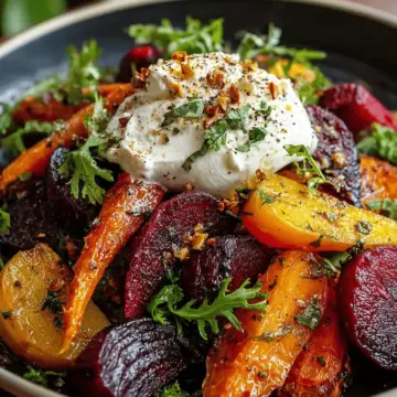 Roasted Beets and Carrots Salad with Burrata