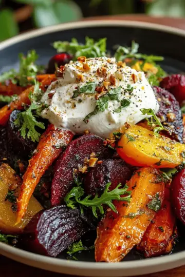 Roasted Beets and Carrots Salad with Burrata