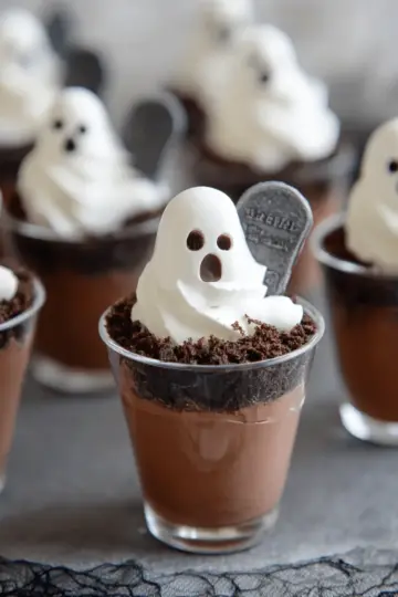 Ghosts in the Graveyard Chocolate Pudding Cups