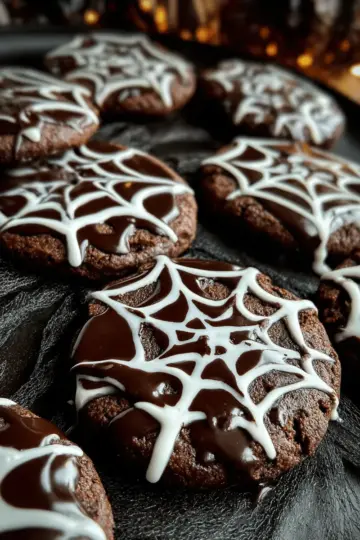 Marshmallow Spider Web Chocolate Cookies