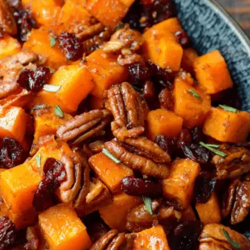 Roasted Butternut Squash with Cranberries and Pecans