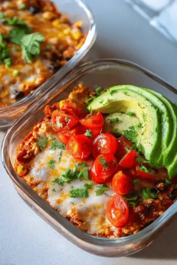 High-Protein Chicken Cottage Cheese Enchilada Bowls