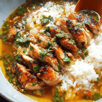 Caramelised Soy Chicken in Garlic Ginger Broth with Rice