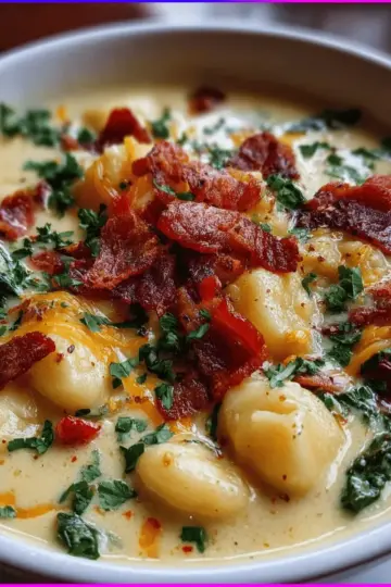 Bacon Cheddar Gnocchi Soup