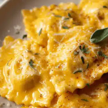 Italian Sausage Ravioli in Pumpkin Sauce