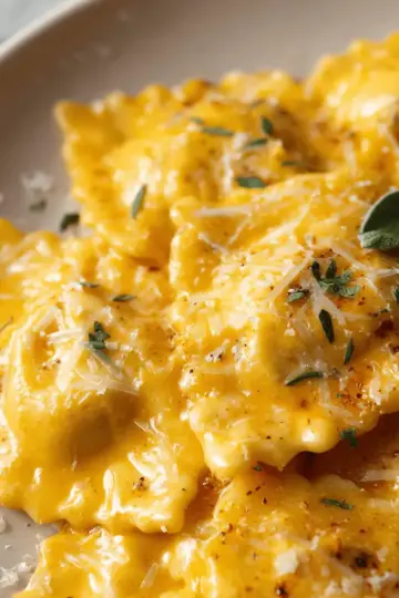 Italian Sausage Ravioli in Pumpkin Sauce