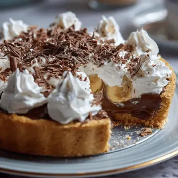 Classic Banoffee Pie with Whipped Cream and Chocolate Shavings