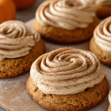 Soft Pumpkin Cookies with Cinnamon Frosting