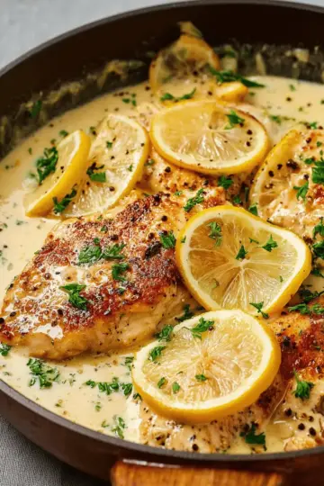 Easy, Creamy Lemon Garlic Skillet Chicken