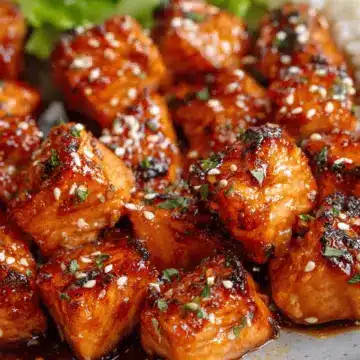 Glazed Honey Garlic Salmon Bites