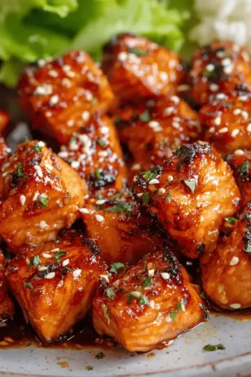 Glazed Honey Garlic Salmon Bites