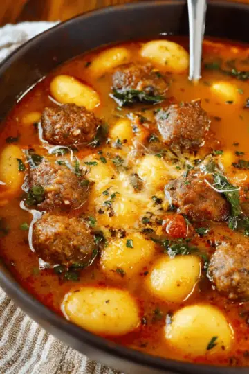 Italian Meatballs & Gnocchi Soup