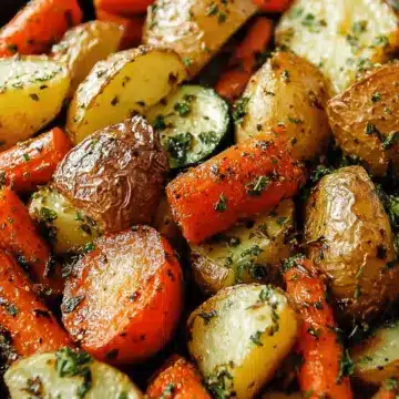 Garlic Herb Roasted Potatoes Carrots and Zucchini