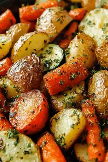Garlic Herb Roasted Potatoes Carrots and Zucchini