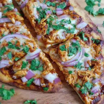 Easy BBQ Chicken Naan Pizza