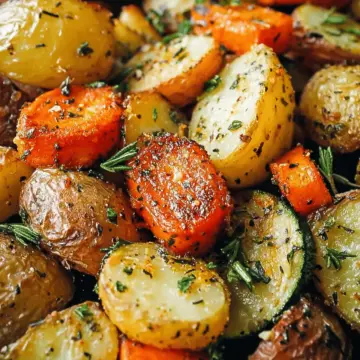 Garlic Herb Roasted Potatoes Carrots and Zucchini