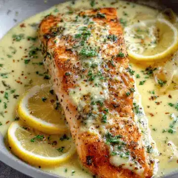 Baked Salmon with Lemon Butter Cream Sauce