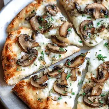 The Best Mushroom Pizza With White Sauce and Herbs