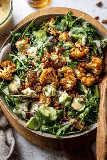 Roasted Cauliflower Salad with Creamy Honey Mustard Vinaigrette