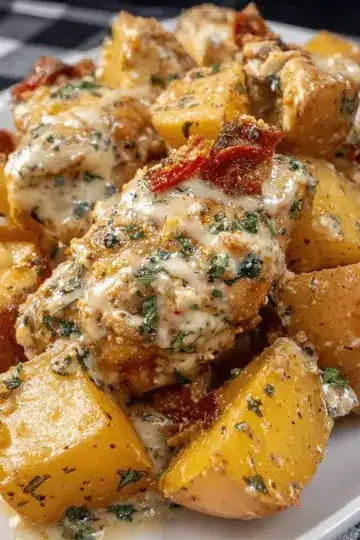 Crockpot Garlic Parmesan Chicken and Potatoes