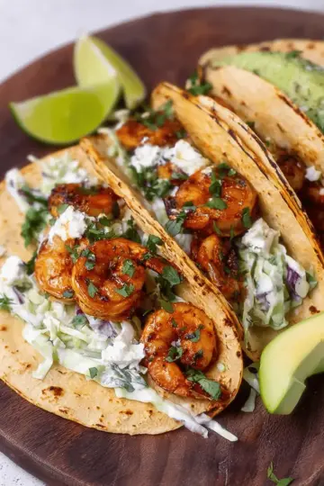 Cilantro Lime Shrimp Tacos with Creamy Slaw
