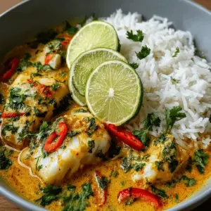 Coconut Lime Fish Curry with Jasmine Rice