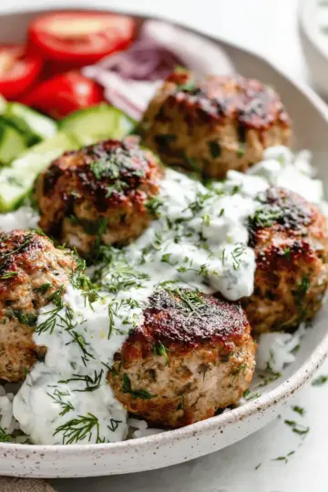 Healthy Greek Turkey Meatballs With Tzatziki
