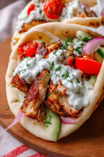 Greek Chicken Gyros with Tzatziki Sauce