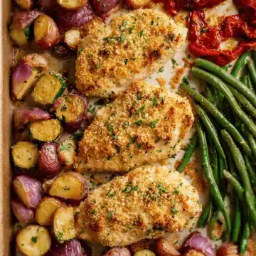 Parmesan Crusted Chicken Sheet Pan Dinner
