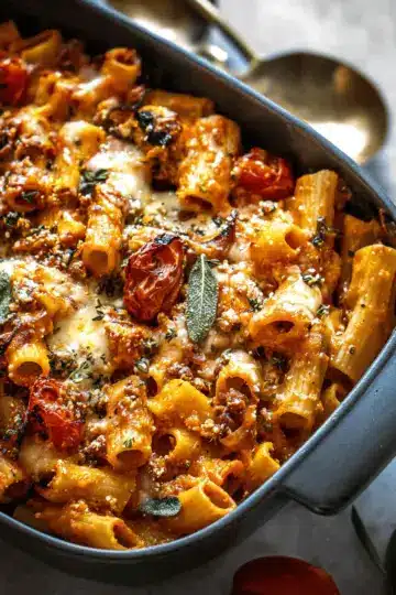 Pasta Bake with Pumpkin Tomato Sauce