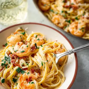 Creamy Tuscan Shrimp Linguine