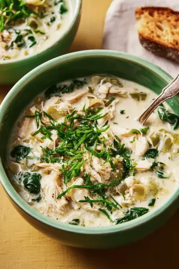 Slow-Cooker Spinach & Artichoke Chicken Soup