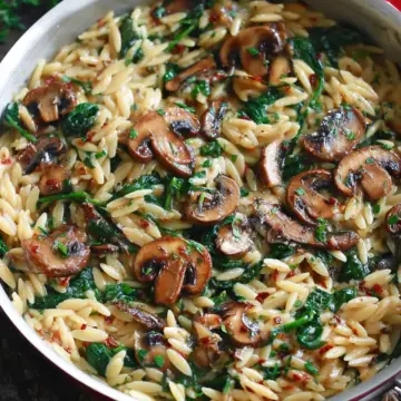 Creamy Spinach and Mushroom Orzo