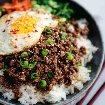 Korean Ground Beef and Rice Bowls