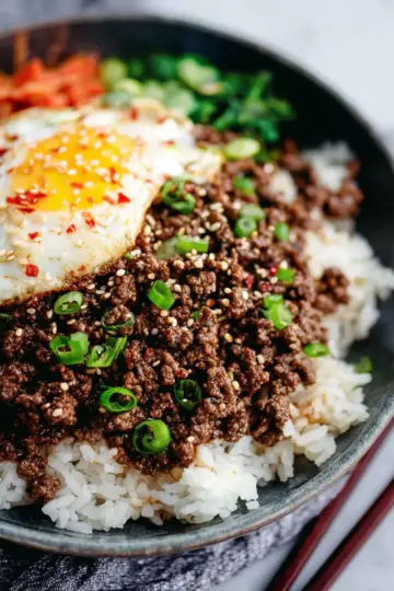 Korean Ground Beef and Rice Bowls
