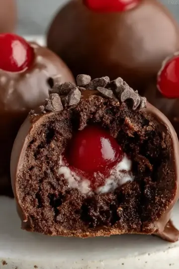 Chocolate Covered Cherry Brownie Bombs