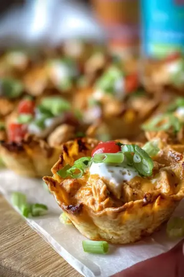 Mini Buffalo Chicken Tortilla Cups