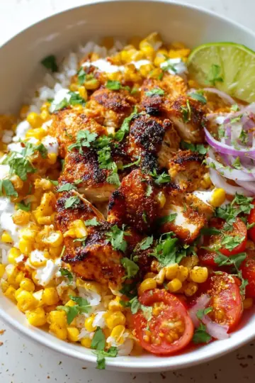 Street Corn Chicken Rice Bowl