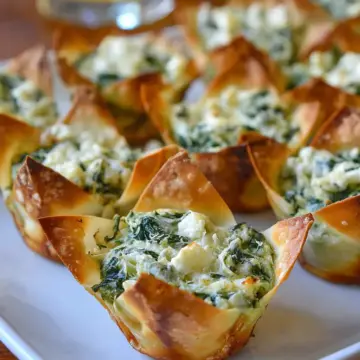 Spinach-Artichoke Dip Wonton Cups