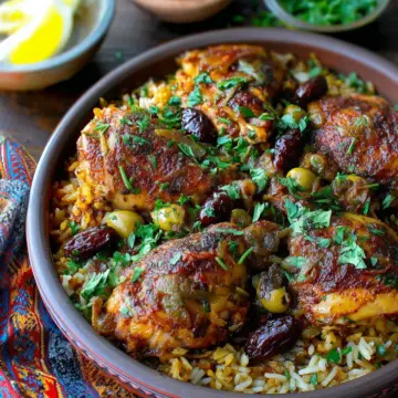 Moroccan Chicken and Rice with Dates & Olives