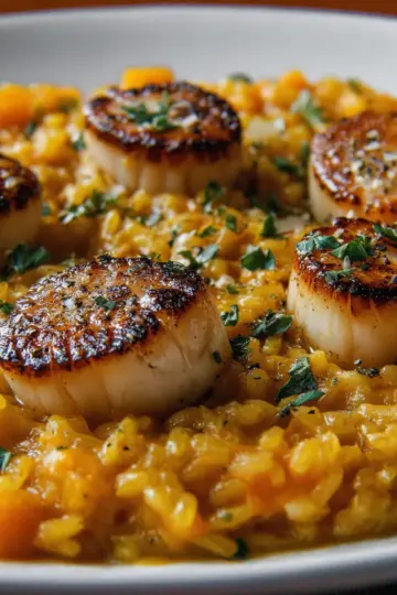 Butternut Squash Risotto with Seared Scallops