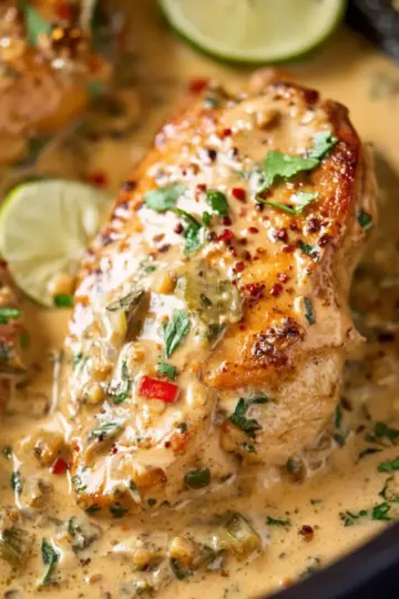 One Skillet Chicken with Fiesta Cream Sauce