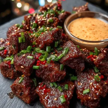 Spicy Korean Beef Bites with Gochujang Dipping Sauce