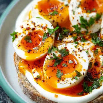 Jammy Eggs with Chili Butter and Garlic Yogurt