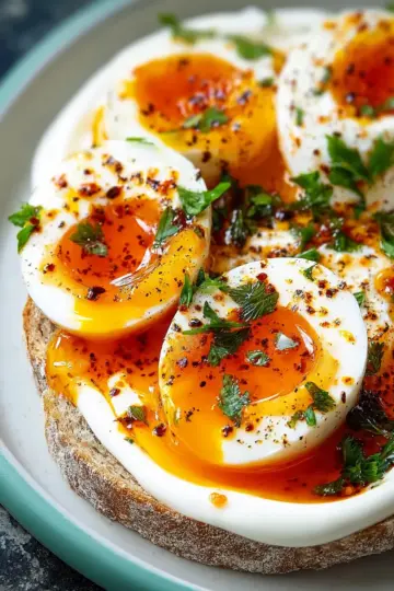 Jammy Eggs with Chili Butter and Garlic Yogurt
