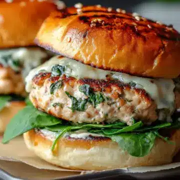 White Cheddar and Spinach Chicken Burgers