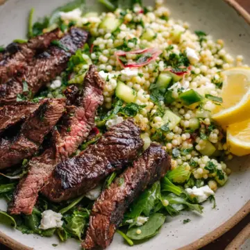 Grilled Skirt Steak with Lemon Herb Couscous Salad