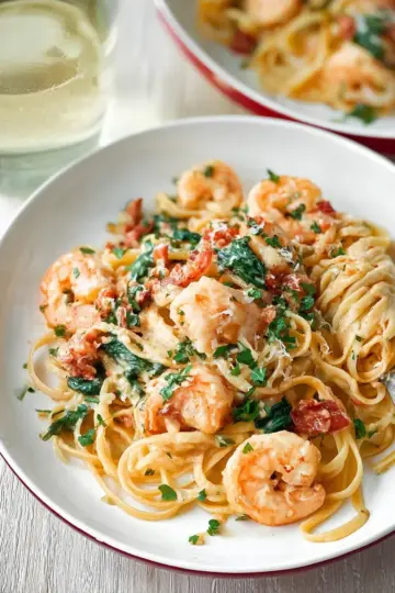 Creamy Tuscan Shrimp Linguine